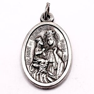 Vintage Sterling Silver St Anne Religious Pendant
